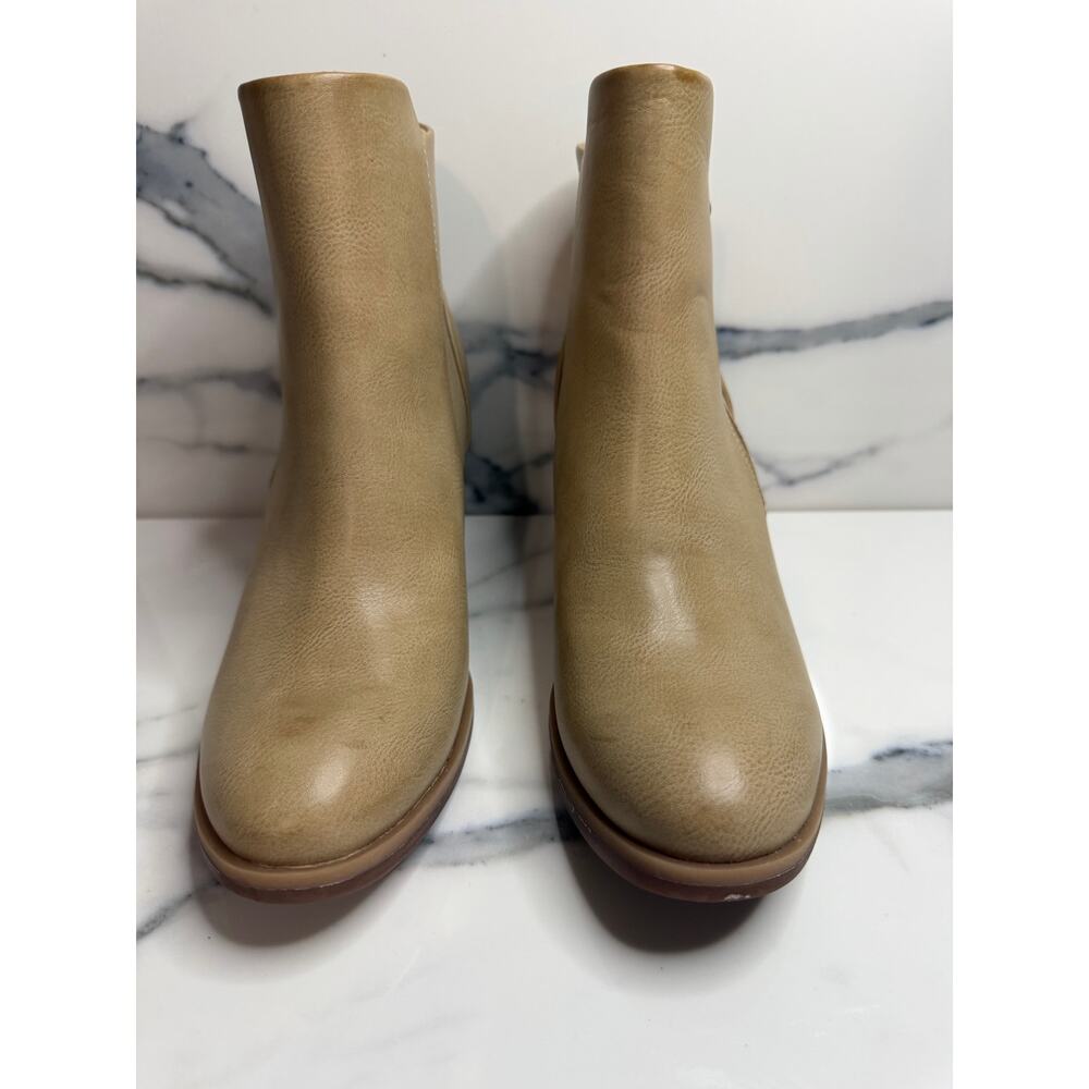 Korks Women's Beige Vegan Leather Wedge Heel Khele Boots Sz 7.5 Boho Festival - Picture 2 of 7